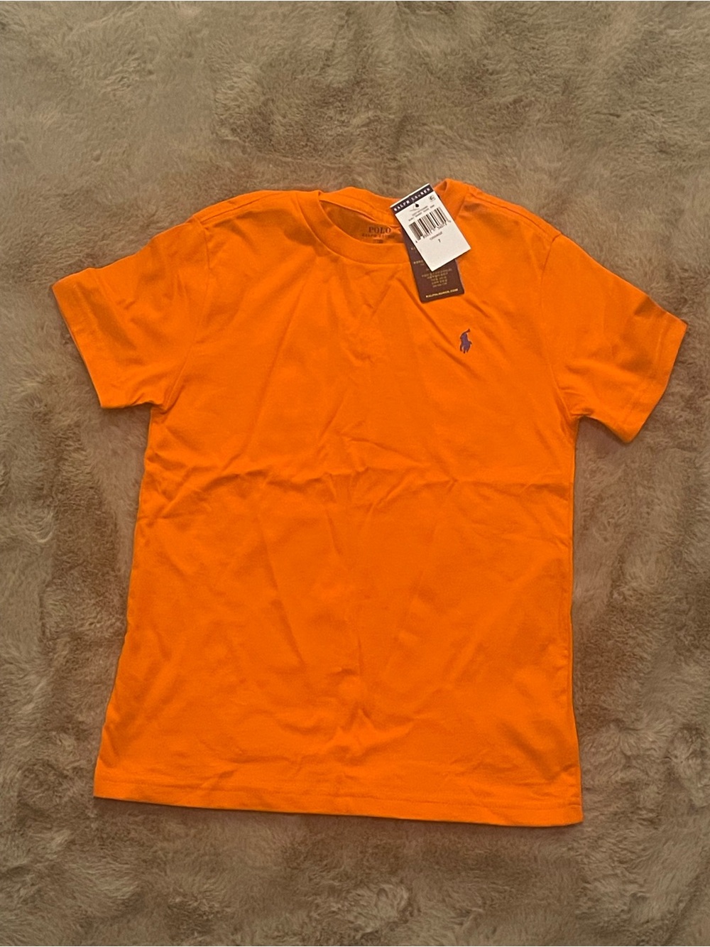 RALPH LAUREN BOYS SHIRT TEE TSHIRT SIZE 7 ORANGE NEW NWT SHORT SLEEVE
